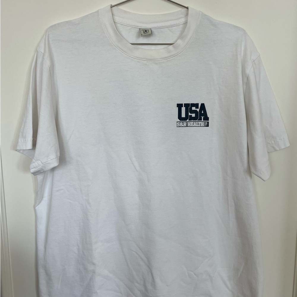 Sporty & Rich Team USA S&R Health White Boxy Short Sleeve T-Shirt Size Large
